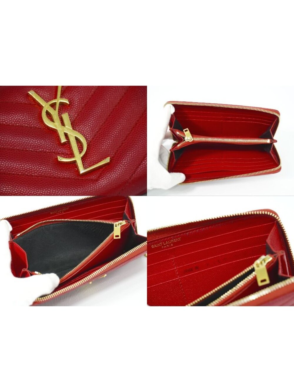 Saint Laurent YSL Cassandra Stitch Leather Zip Around Wallet - Picture 8 of 9